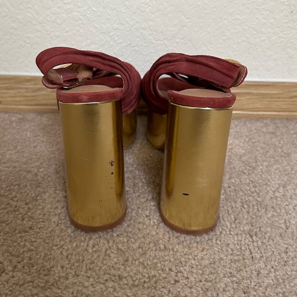 Jeffrey Campbell x Free People mauve suede and gold platforms - Picture 3 of 4